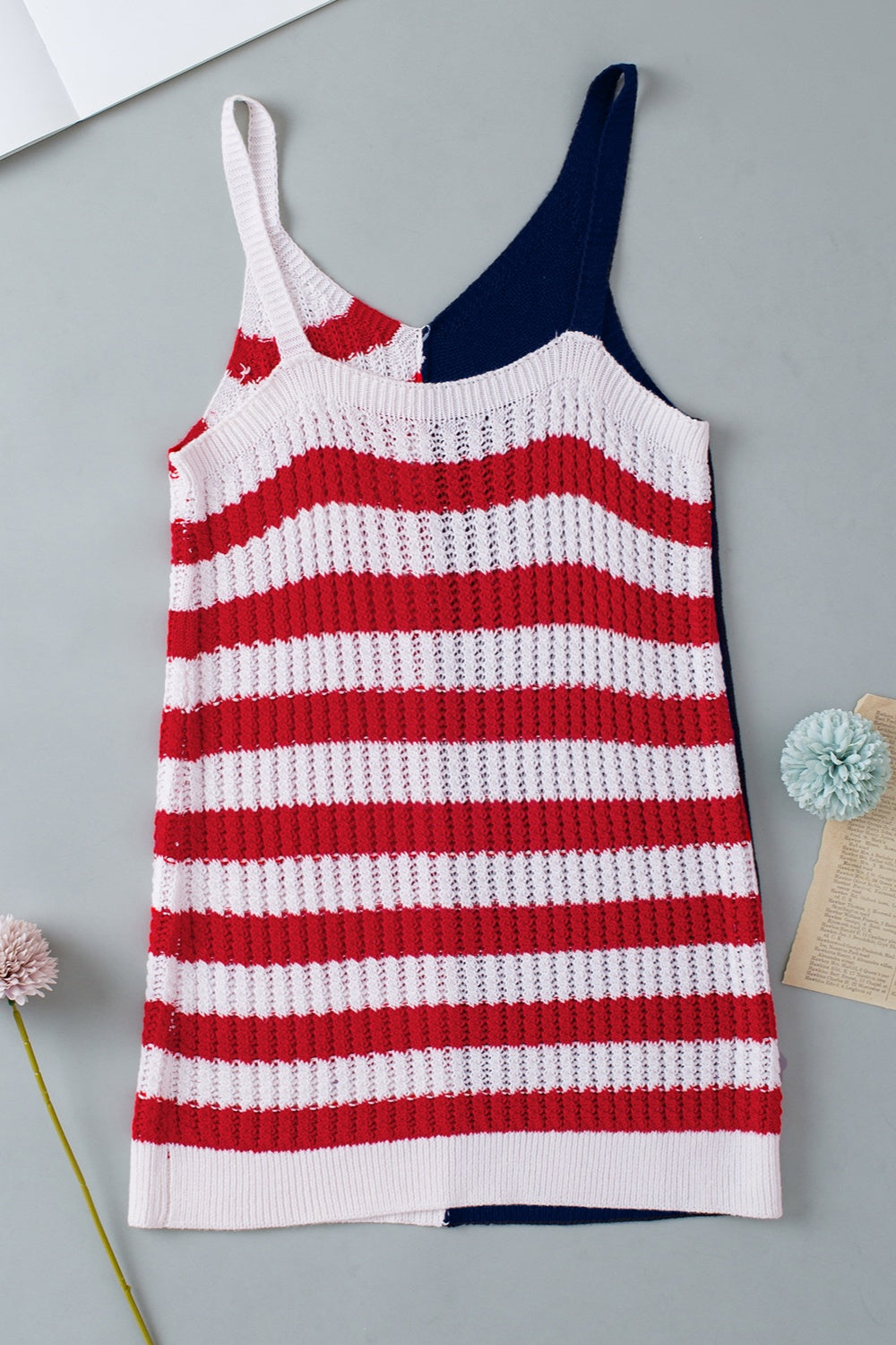 US Flag Theme V-Neck Knit Cami