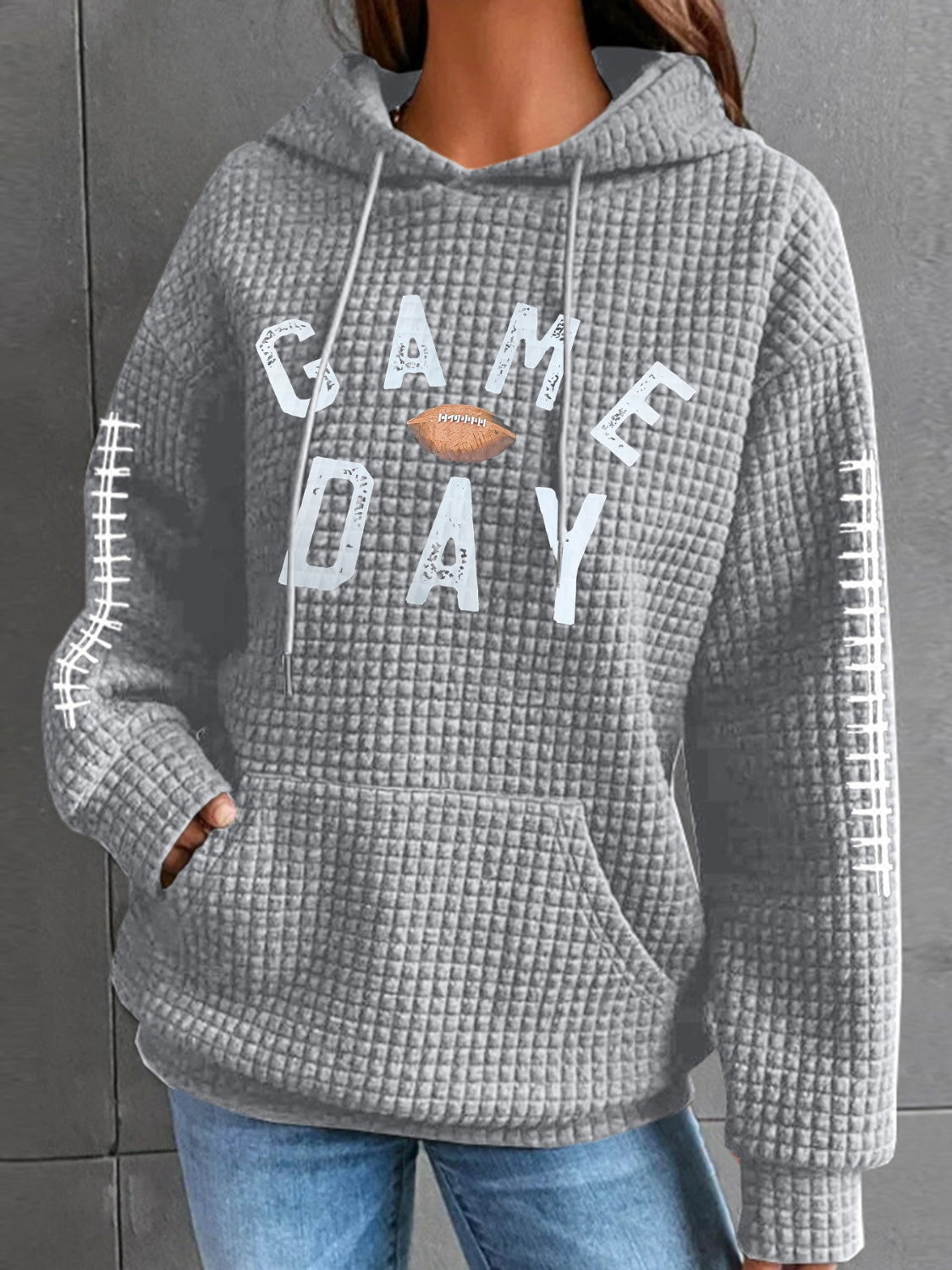 GAME DAY Football Drawstring Long Sleeve Hoodie